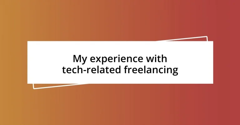 My experience with tech-related freelancing