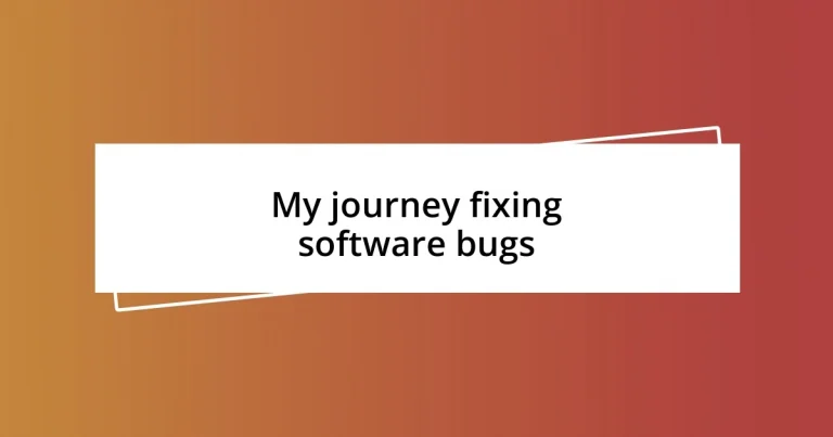 My journey fixing software bugs