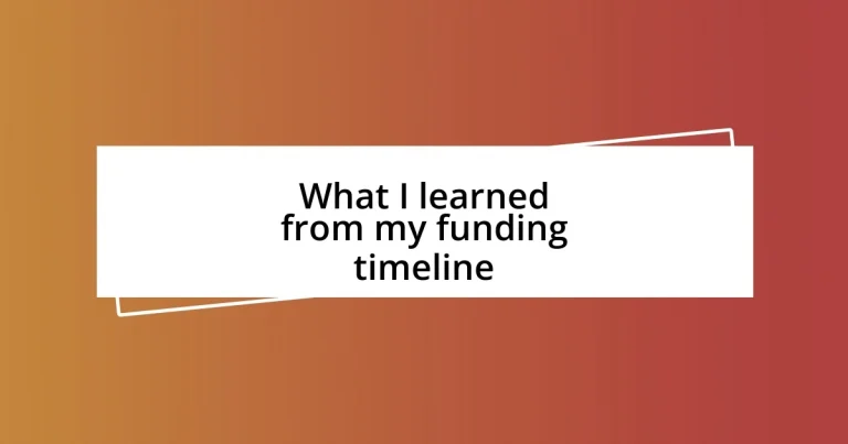 What I learned from my funding timeline