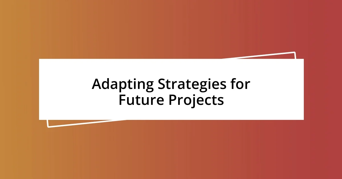 Adapting Strategies for Future Projects