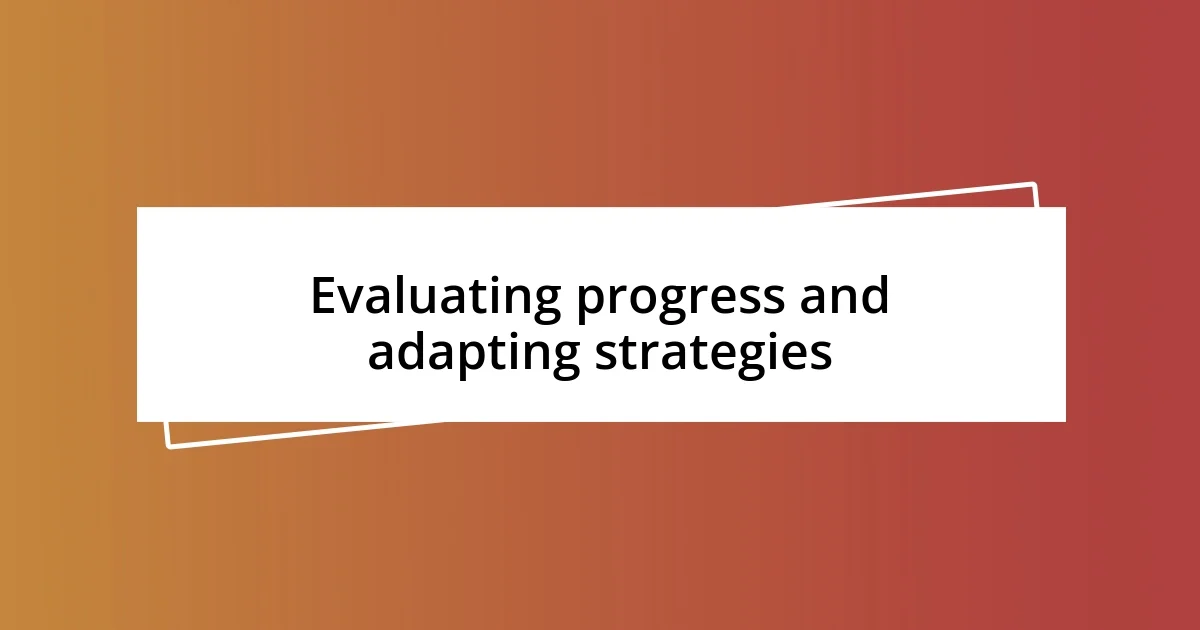 Evaluating progress and adapting strategies