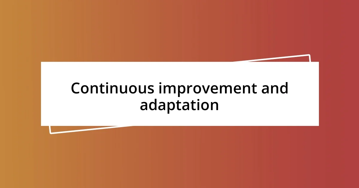 Continuous improvement and adaptation